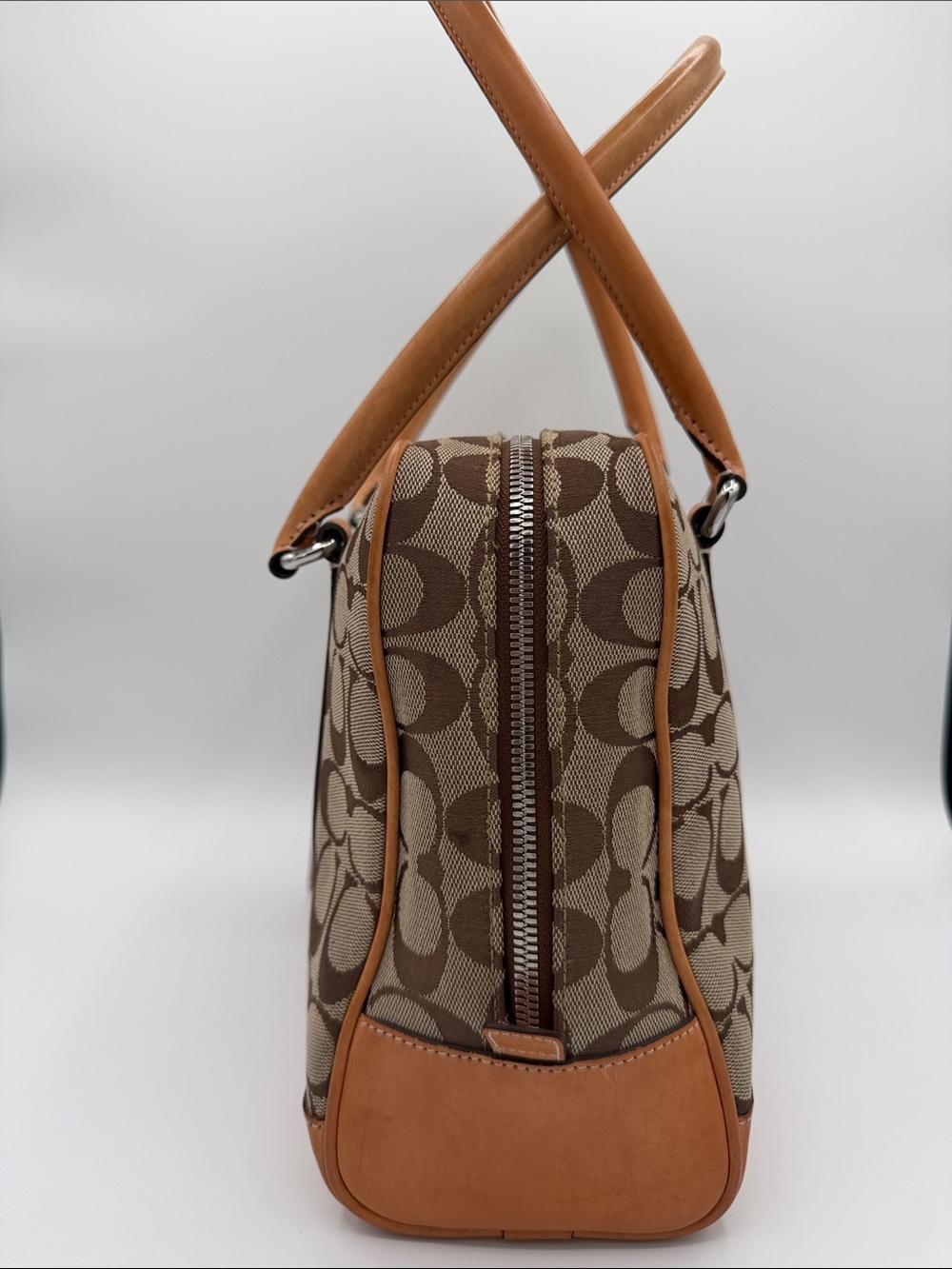 Coach Set Brown and Tan Signature Canvas Shoulder Dome Bag with Wallet 2000 - Picture 4 of 14